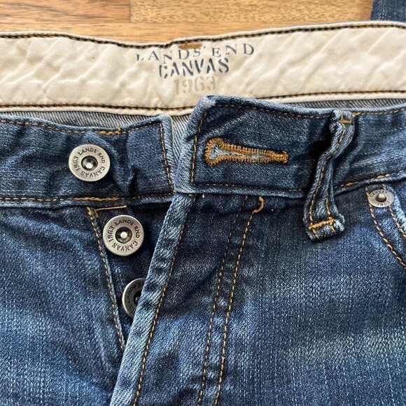 Lands' End Canvas 1963 sz. 30 Boyfriend Fit Medium Wash Mid Rise Denim Jeans - Picture 2 of 8